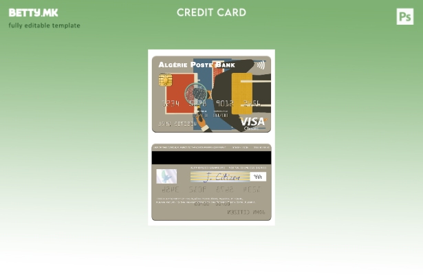 Модерен стил шаблон за виза картичка Algeria Algérie Poste Bank